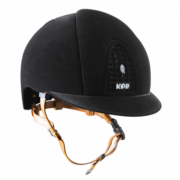 KEP riding helmet Cromo Full Velvet Beige Straps