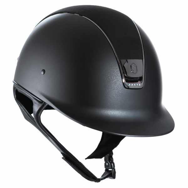 Samshield Riding Helmet Classic SM, Top Alct Holo Shield Sw, Trim+Blazon Black Chrome, 5 Holo Stones