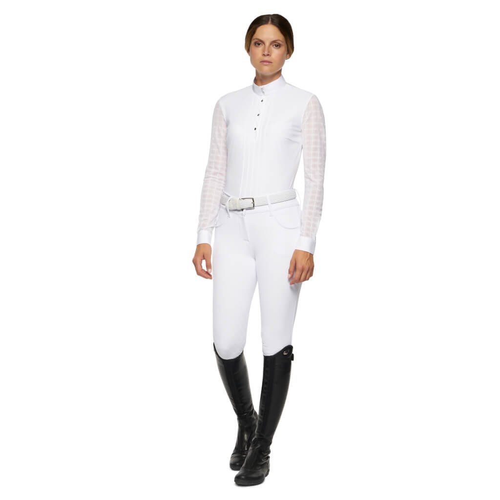 Cavalleria Toscana Ladies Long Sleeve Competition Bib Show Shirt white XL UK 14 